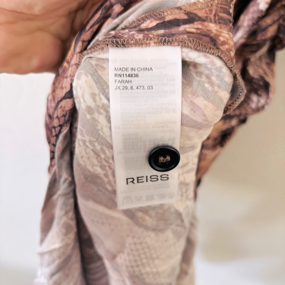 Reiss Women’s Farah Snake Print Belted Midi Dress Size‎ 6 NWT Brown Tan - Picture 11 of 14